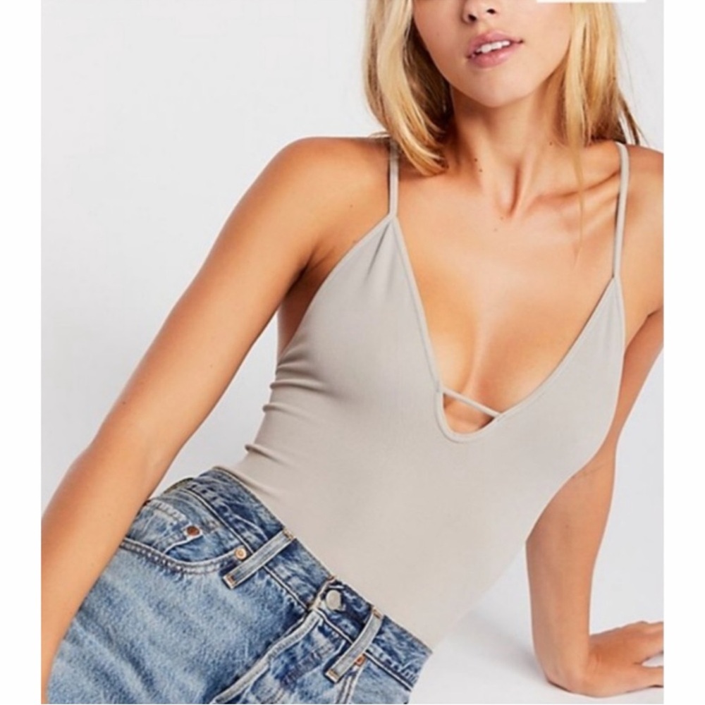 Free People Light Gray Bodysuit
